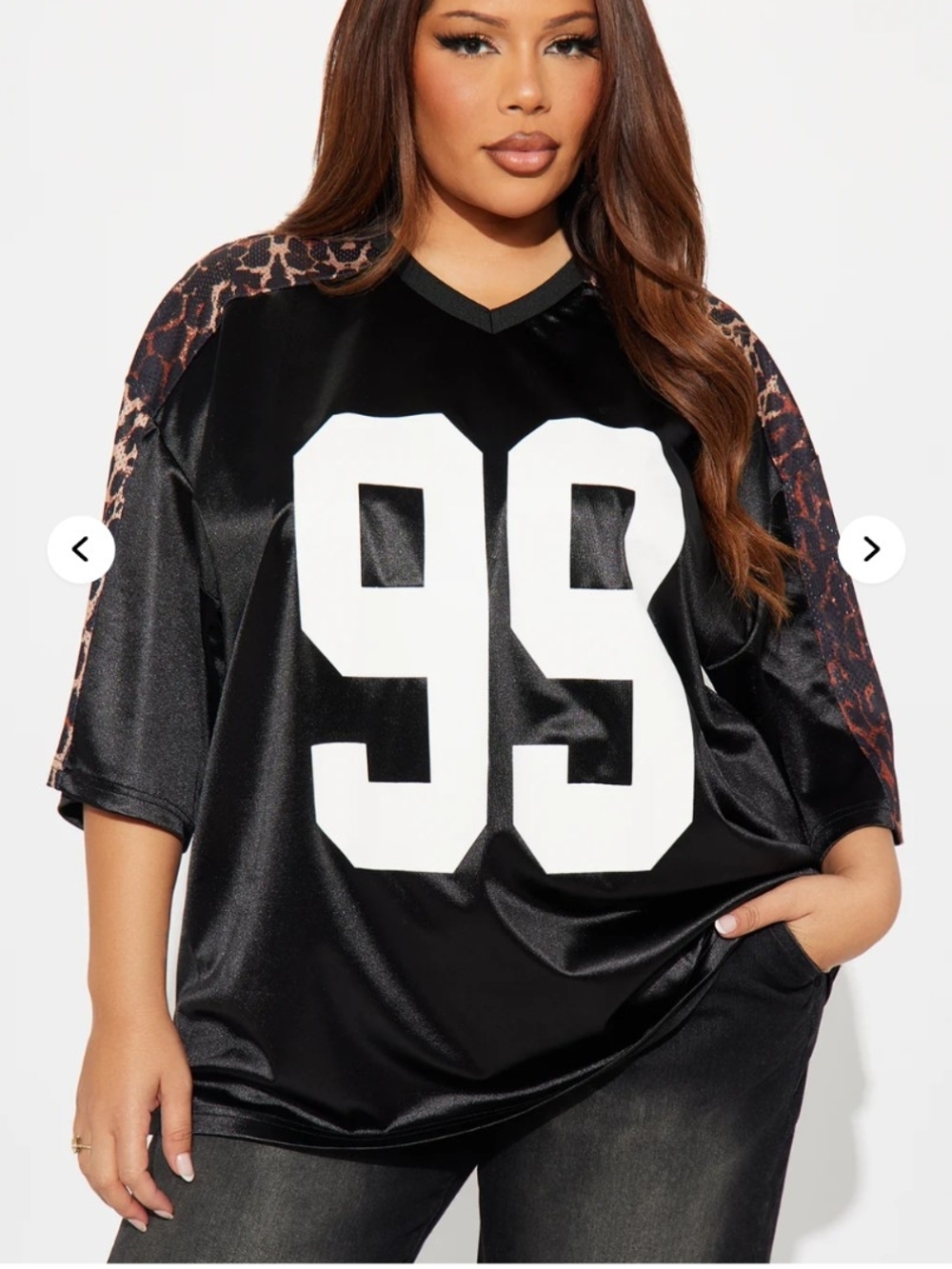Fashion Nova Field Side Satin Football Jersey - Black/combo 1X (NWOT)